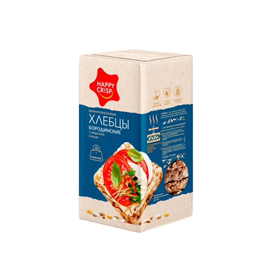 Хлебцы Бородинские «HAPPY CRIPS» с морской солью 60 г.